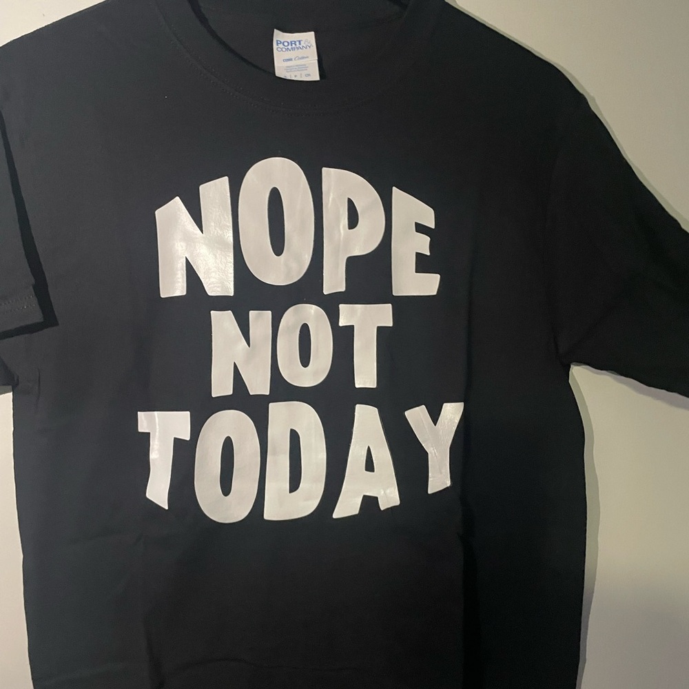 Port and Company Black Short Sleeve Tee Bold Text Design